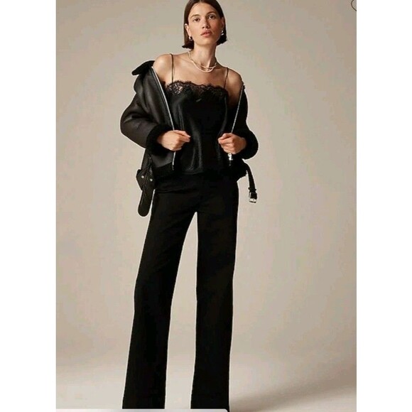 J. Crew Denim Trouser In 1996 Semi-Stretch Black Wide Leg CC557 $158 Size 30 NWT - Picture 1 of 12